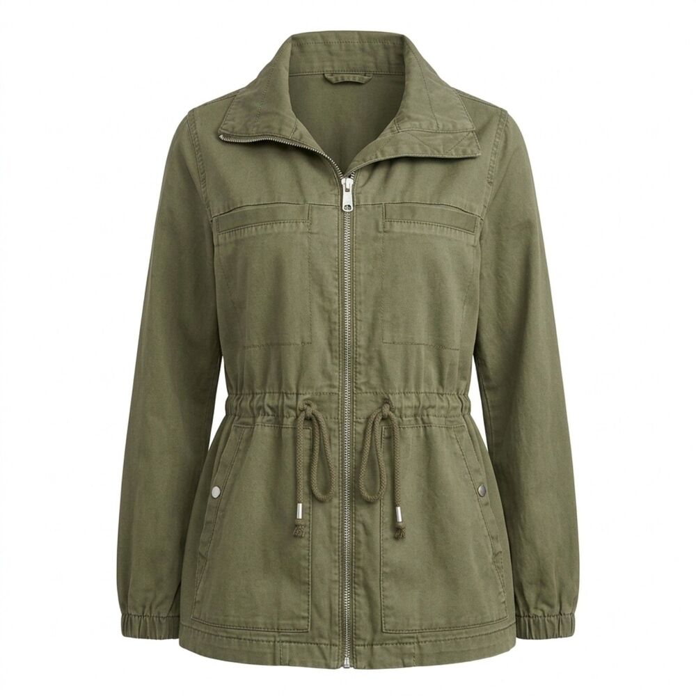 Old Navy Olive Green Cotton Military Utility Field Jacket Cinch Waist Size M